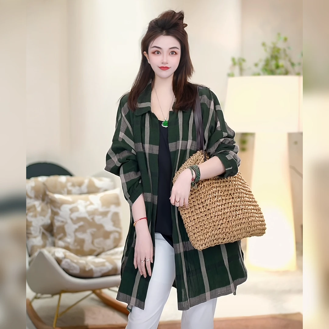 【Linda姐高端线】春夏新款时尚轻奢通勤格子气质衬衫AF4SCS0227