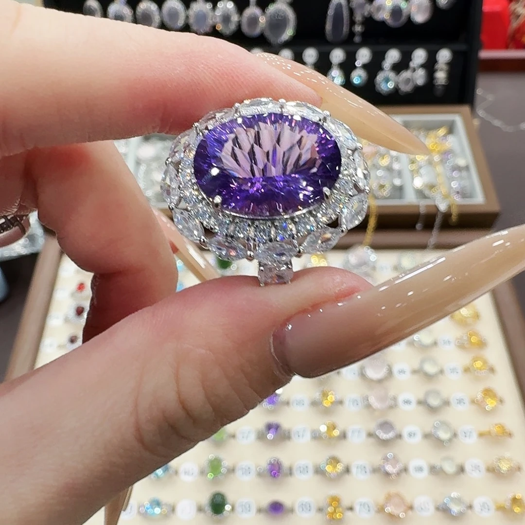 兜****银S925镶嵌戒指紫晶
