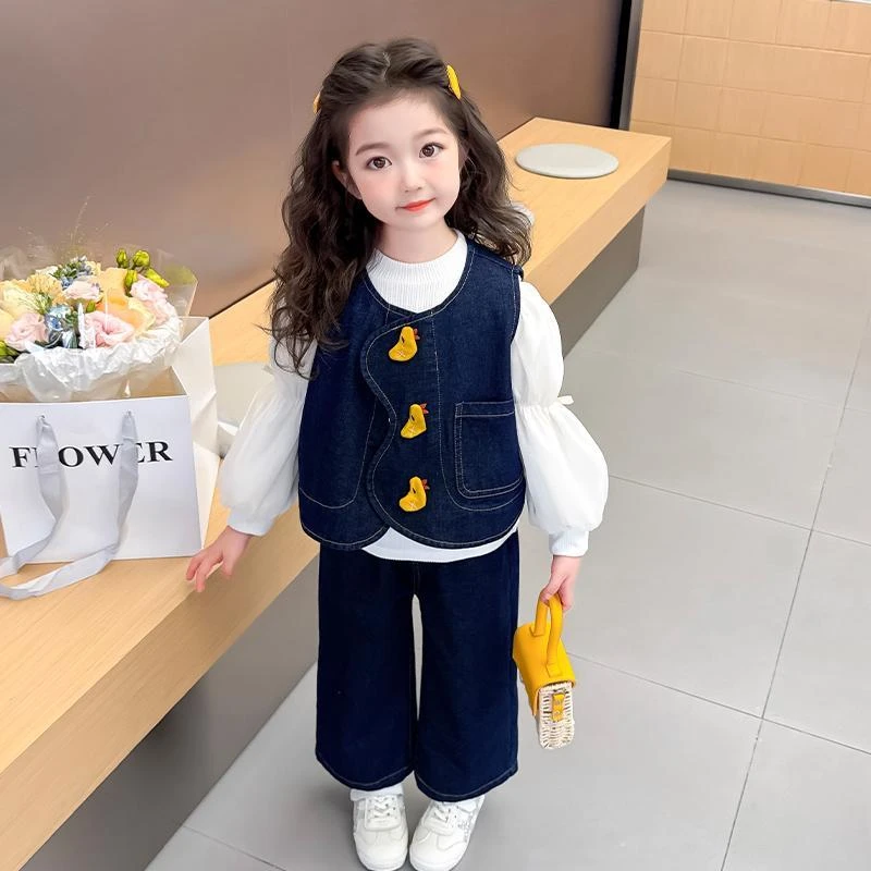 巴拉巴拉童装适用女童秋季套装2025新款洋气时髦女宝宝牛仔三件套