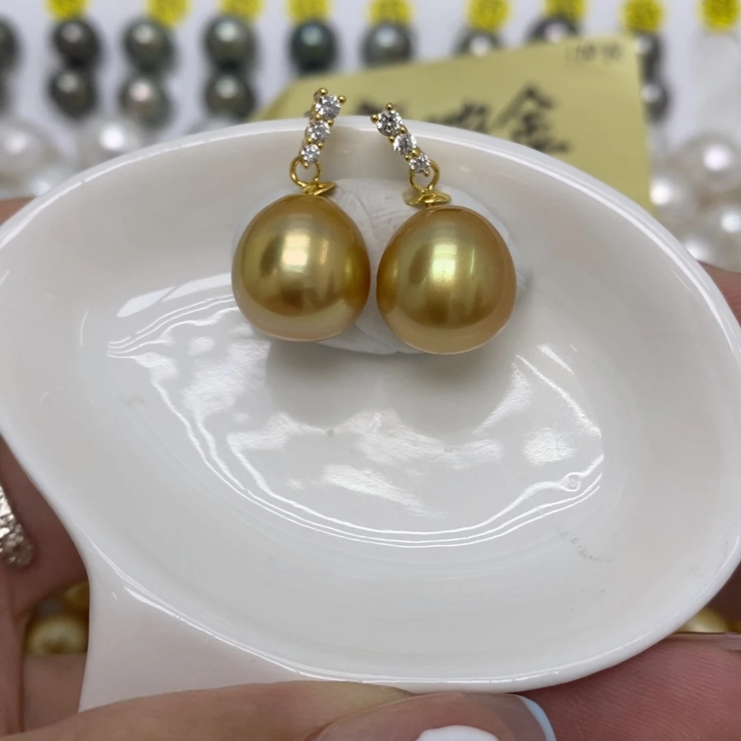 海水珍珠裸珠浓金对珠12+