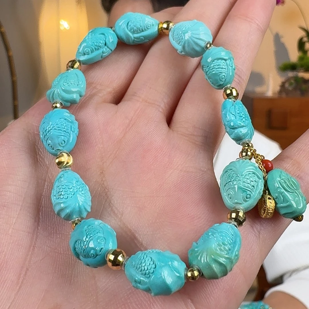 绿松石18K金镶嵌珠宝奇石