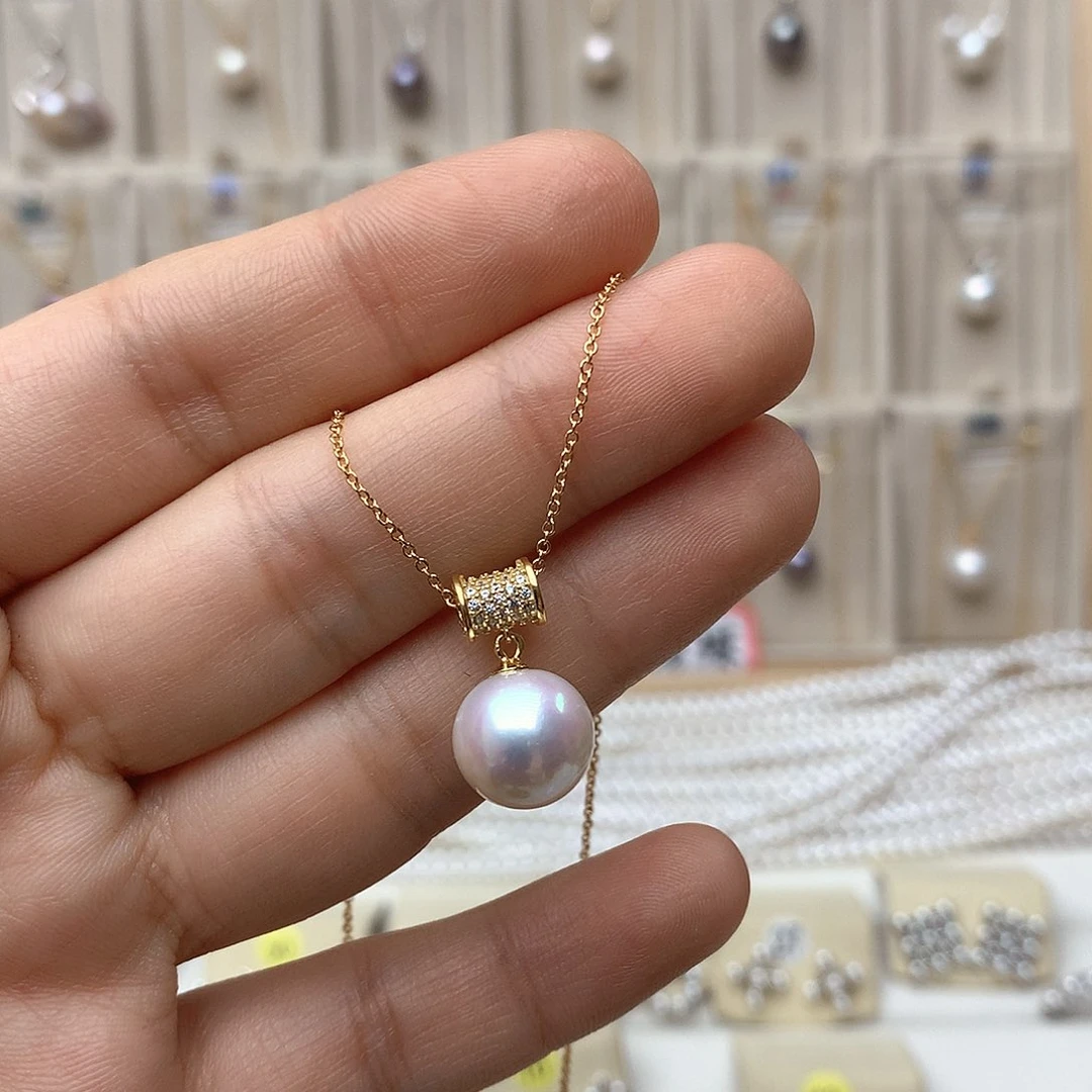 淡水珍珠吊坠(不含链)银S925镶嵌鑫**?