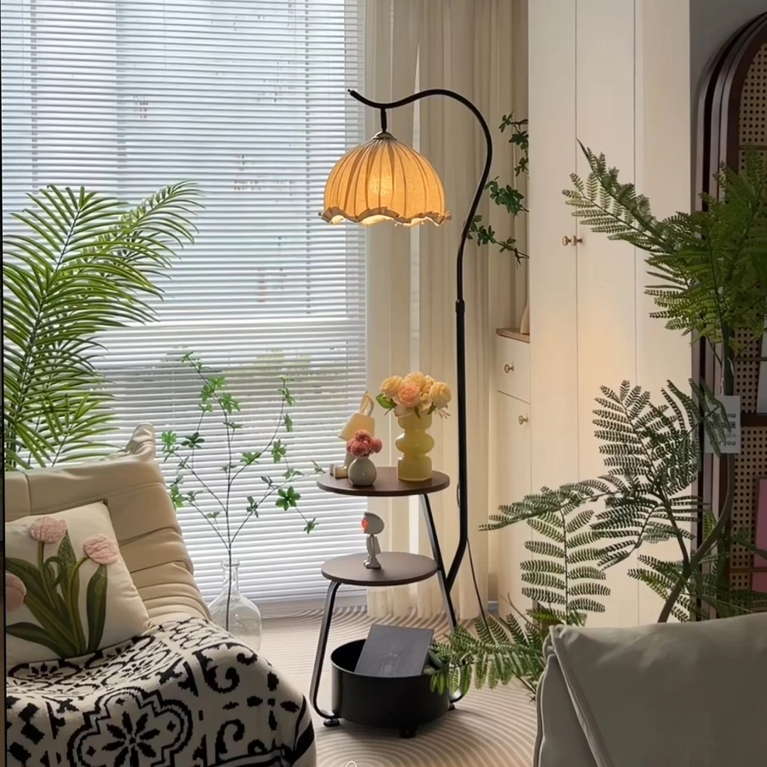 落地灯客厅法式古风沙发卧室床头小边几复古氛围台灯一体床头柜