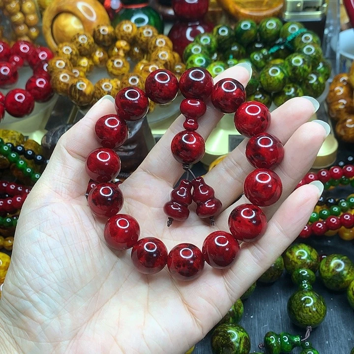 松木琥珀木文玩手串