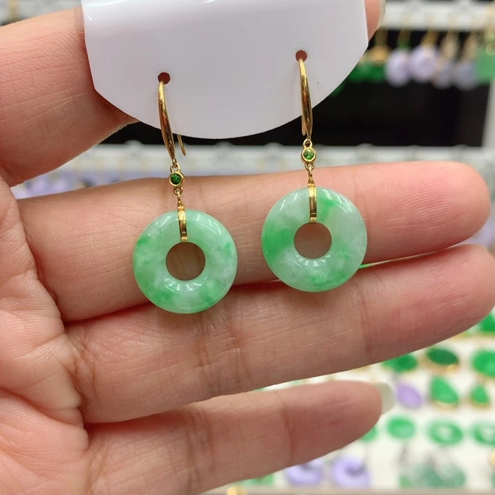 翡翠18K金镶嵌耳饰