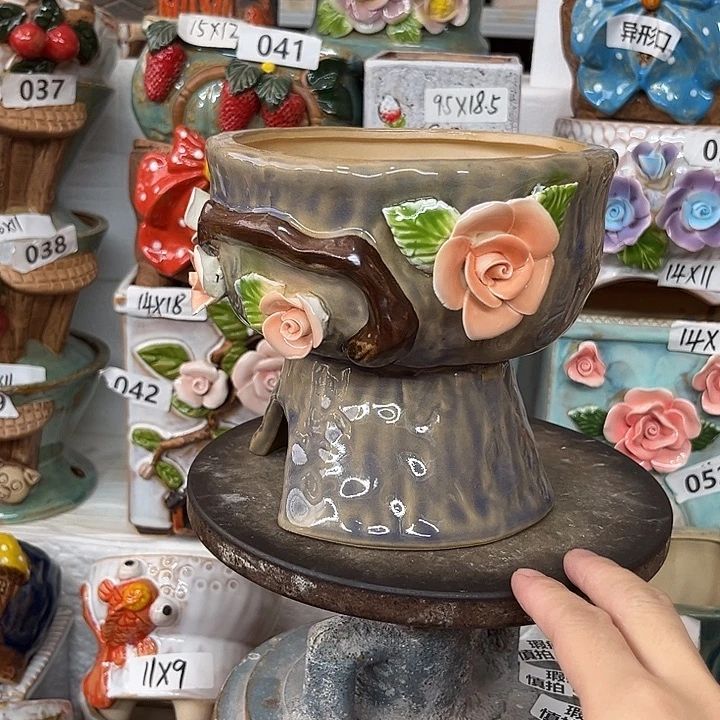 紫砂花盆粗陶材质多肉花盆
