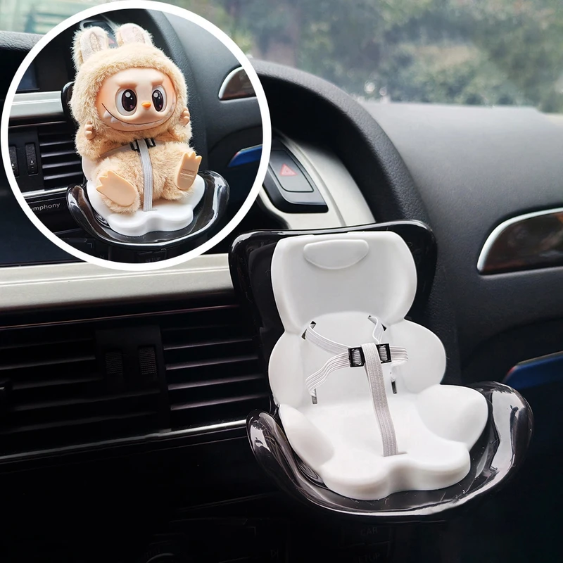 拉布布labubu车载玩偶安全座椅风口车内饰品摆件公仔娃娃汽车