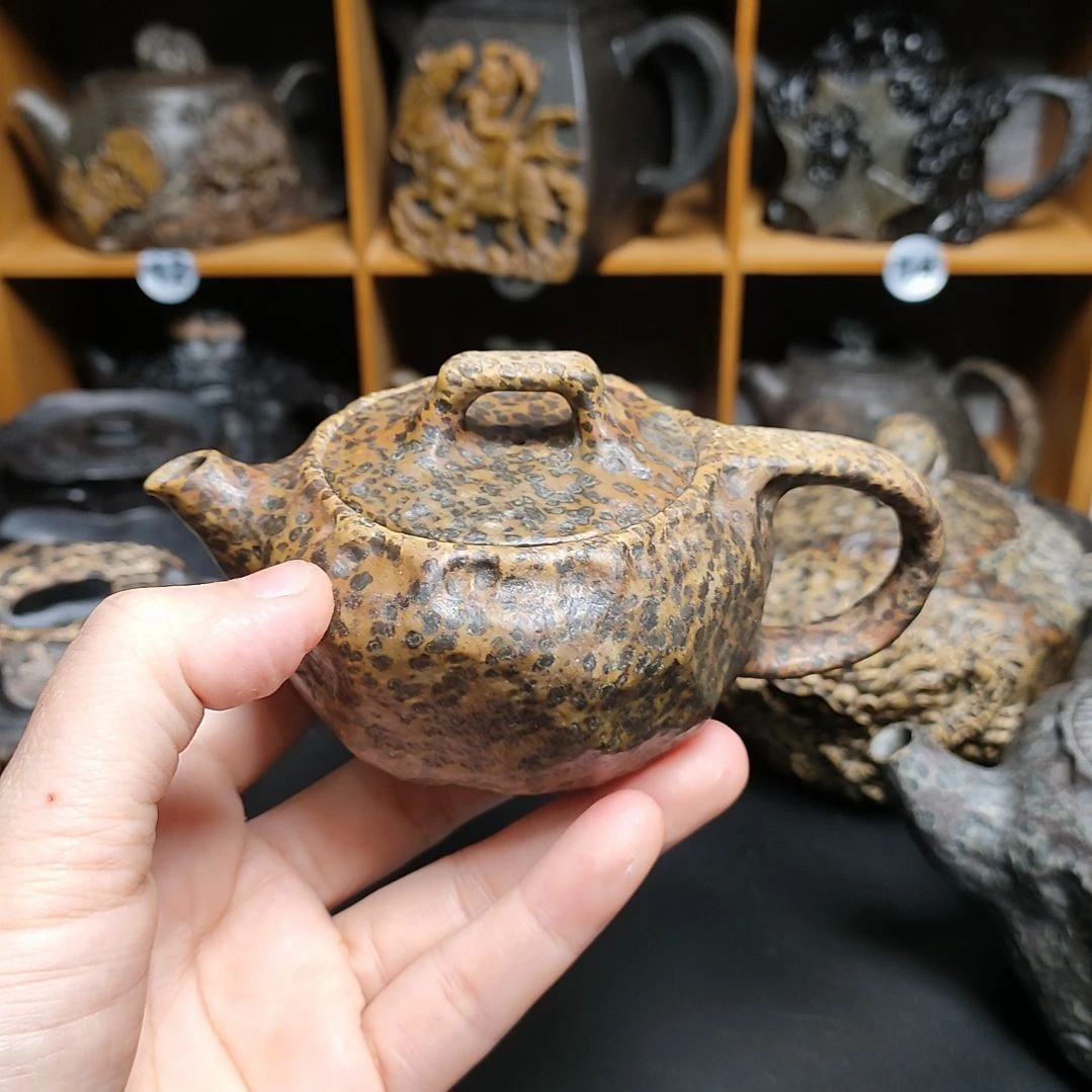 紫砂茶壶✨****✨黄豹纹随型壶冰碛岩