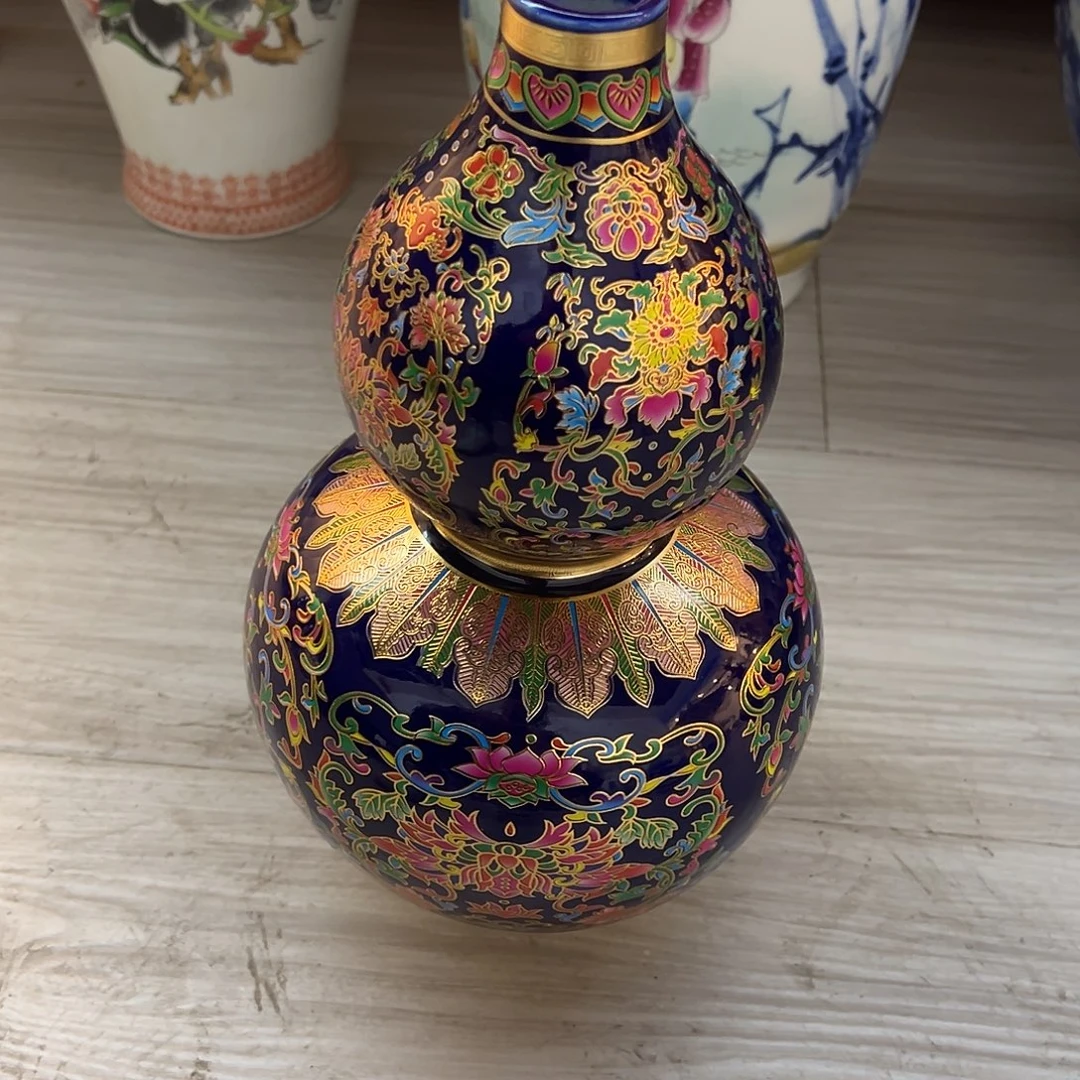 陶摆件32cm蓝色葫芦