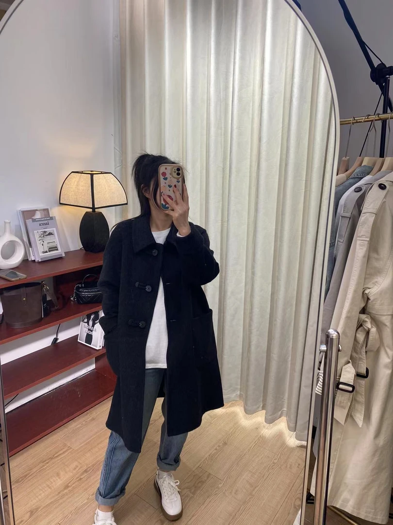 【慧慧精选】春季新品 中长款桑蚕丝羊毛双面大衣