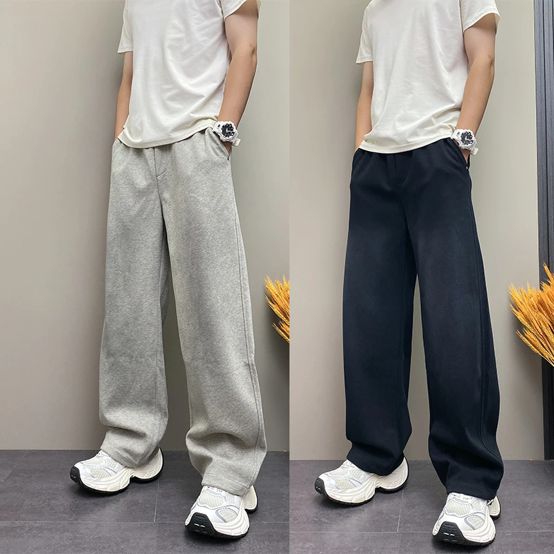 秋季美式男直筒宽松休闲痞帅复古卫裤抽绳潮流百搭运动阔腿脏脏裤