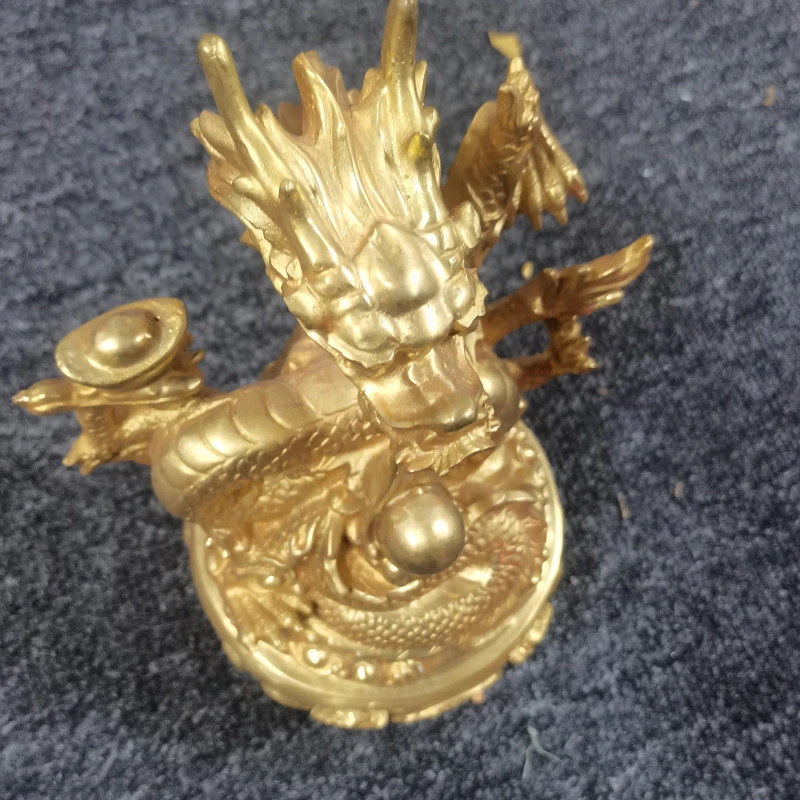 【藏收级】龙戏珠黄摆件