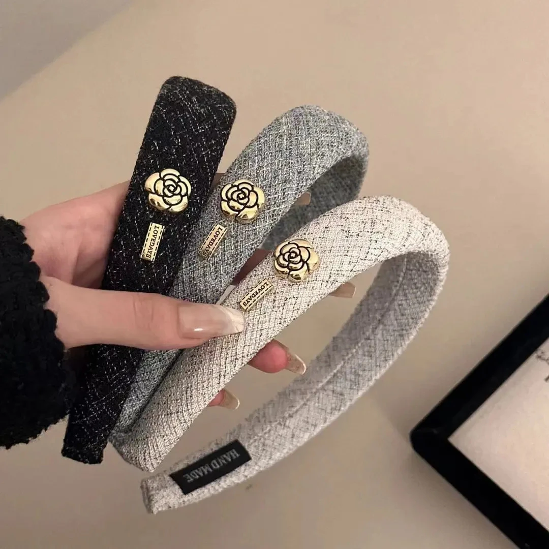 新款美出高级复古发箍数码收纳高颅韩式发箍压香风发卡