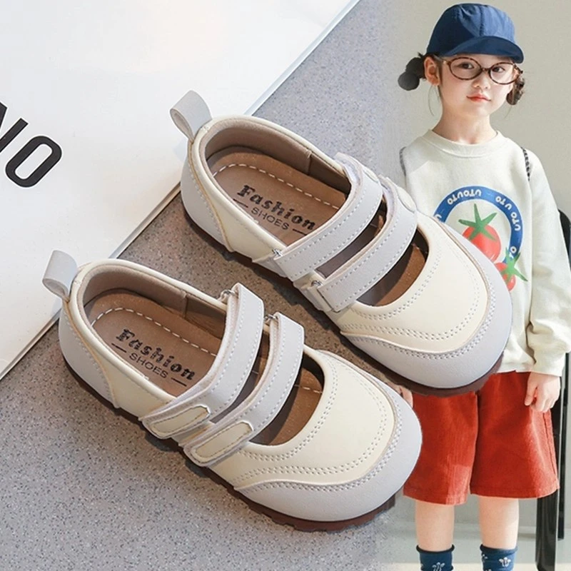 ABC女童小皮鞋2025新款公主风软底单鞋春秋小女孩银色浅口豆豆鞋