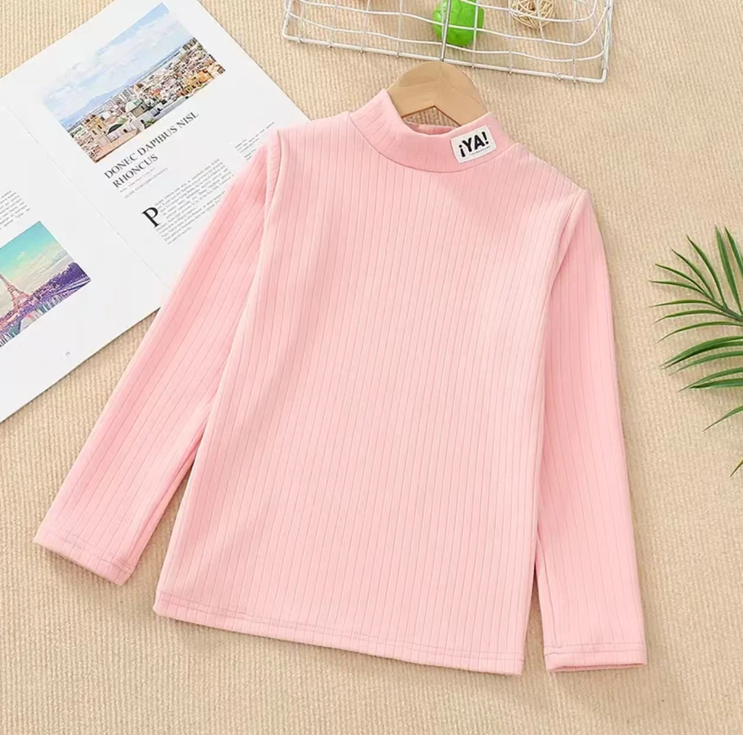 艾俊萱童装2024年冬季男女童加绒德绒打底衫-QED粉色打底