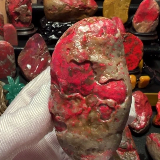 昌化鸡血石原石手把