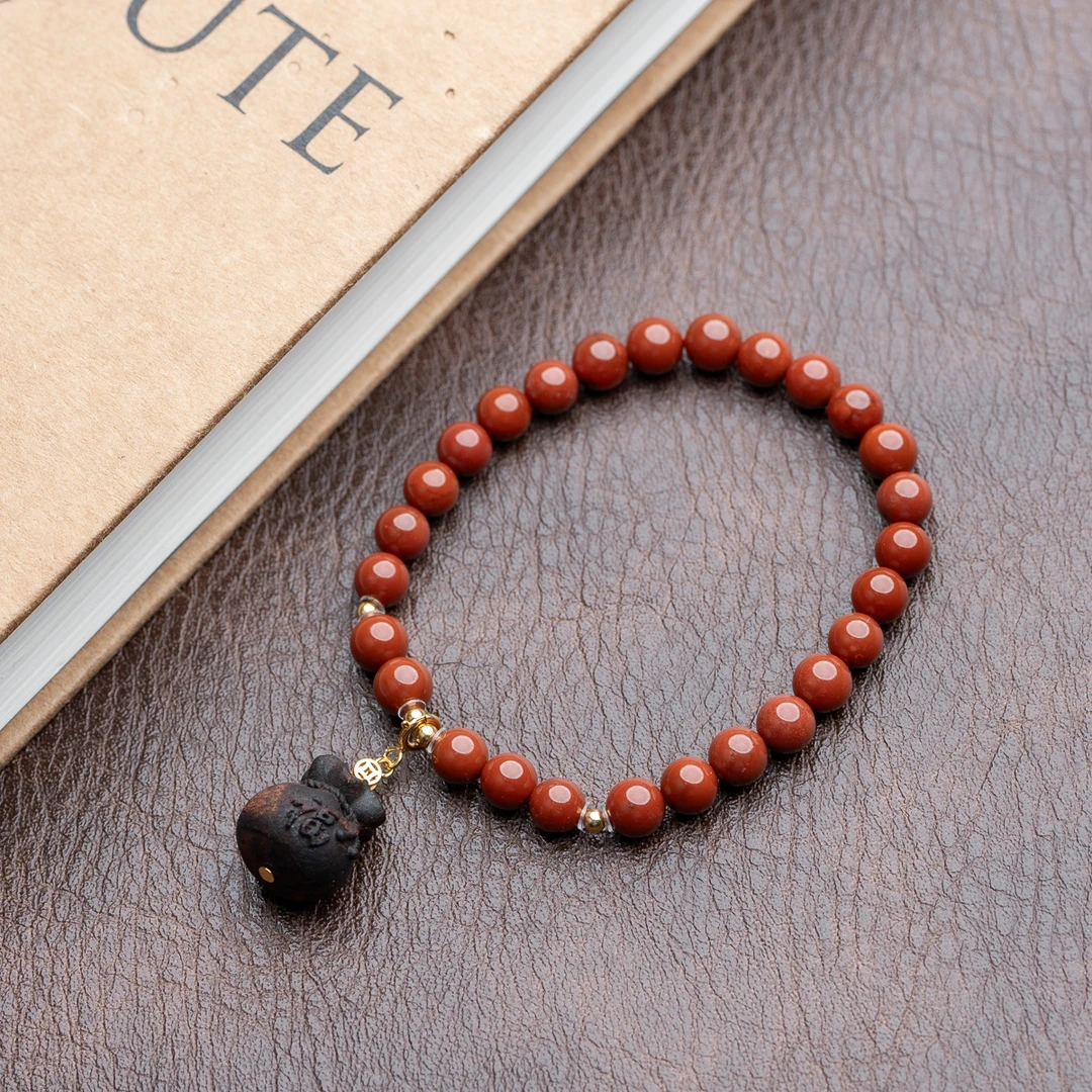 木带宝降真香福袋单圈手串福袋小吊坠925银镀金活扣中式