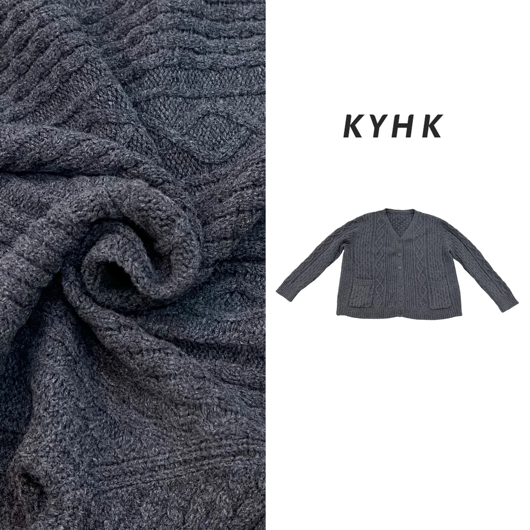 KYHK慵懒风宽松麻花纹休闲针织毛开衫240868