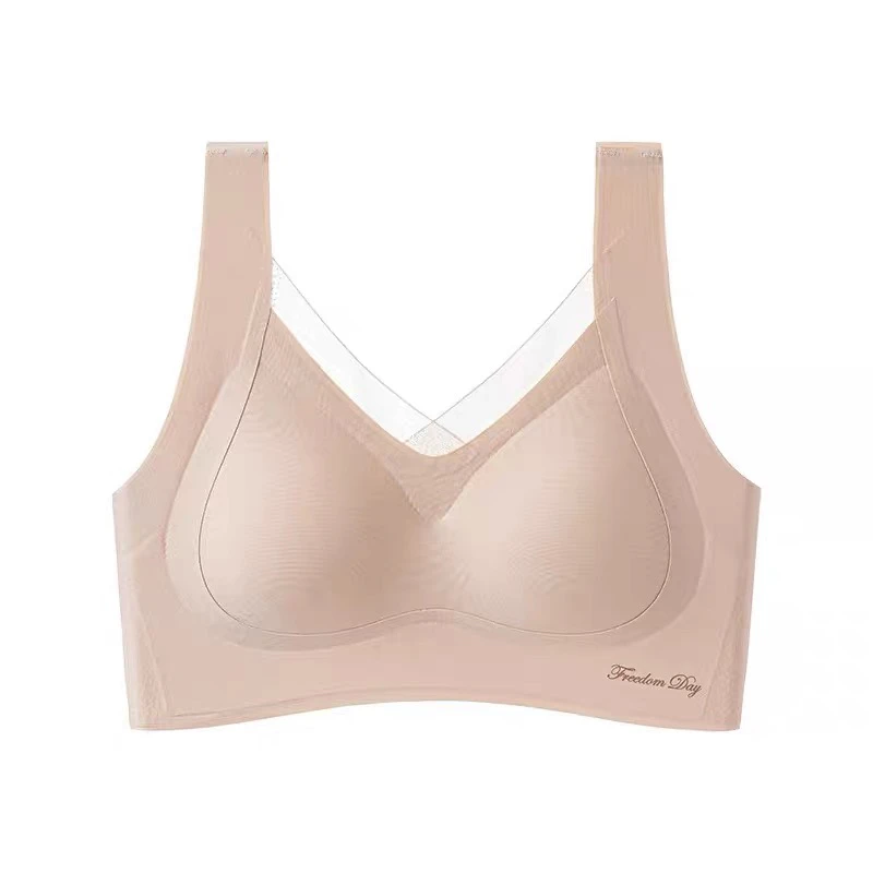 夏季薄款大胸显小无钢圈提拉聚拢上托防下垂美背文胸