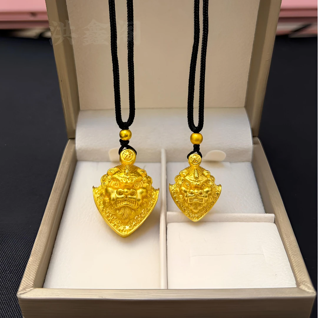 合金吊坠 瑞兽谛听实心双面雕刻情侣编绳轻奢项链百搭挂坠饰品