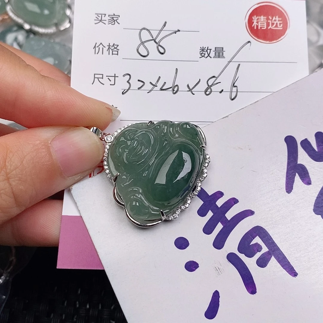 颈饰银S925镶嵌翡翠
