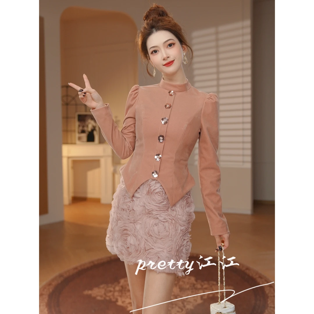 Pretty小众设计师品牌江江定制 轻奢设计感赫本风包臀连衣裙22007