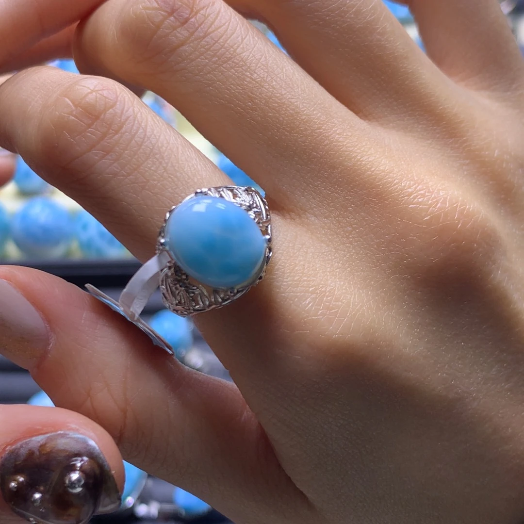 针钠钙石（海纹石）未镶嵌戒指蛋面戒指色差略异