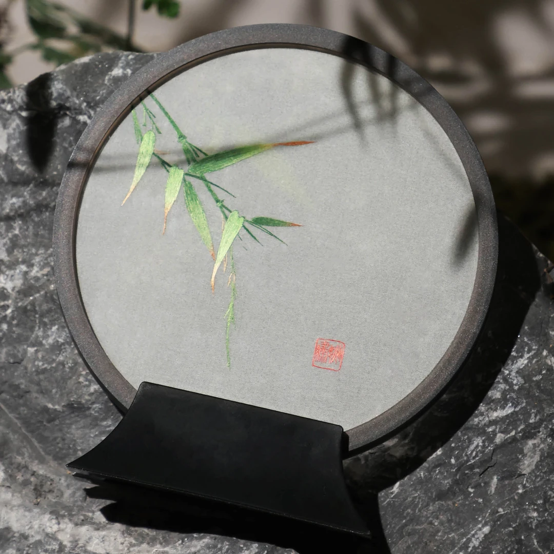 《四时风雅-夏竹迎风》双面绣摆件 手工苏绣 非遗传承