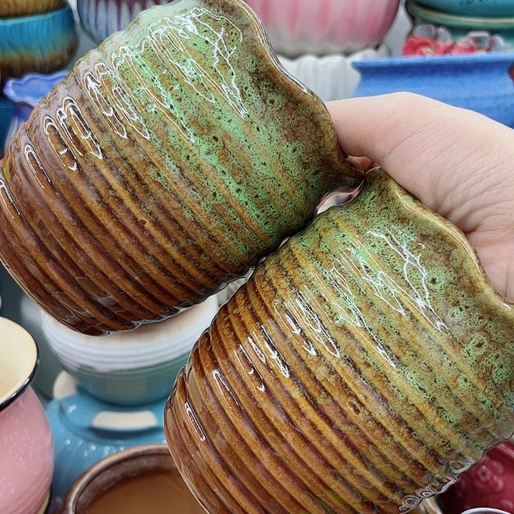 多肉绿植陶瓷花盆9.9包邮，有孔