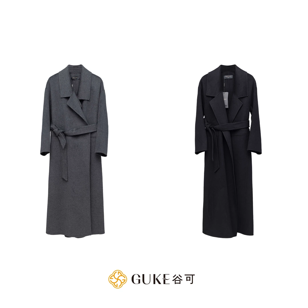GKE/谷可TS3285秋冬款时尚气质高级感宽松休闲长款羊绒大衣外套
