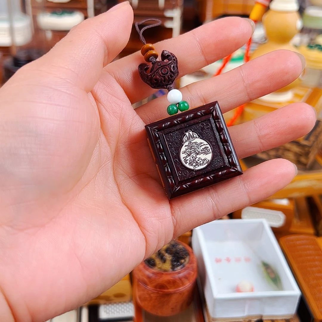 竹小叶紫檀迷你黄蛉盒吊坠挂件