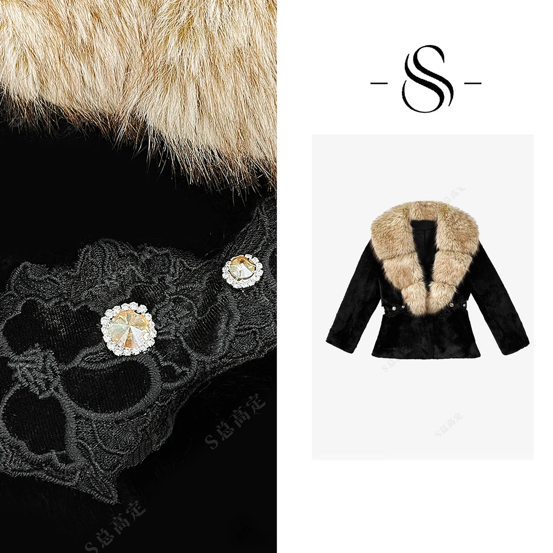 【丹丹】冬季新款高级贵气翻毛领束腰气质百搭短毛外套女 D0163