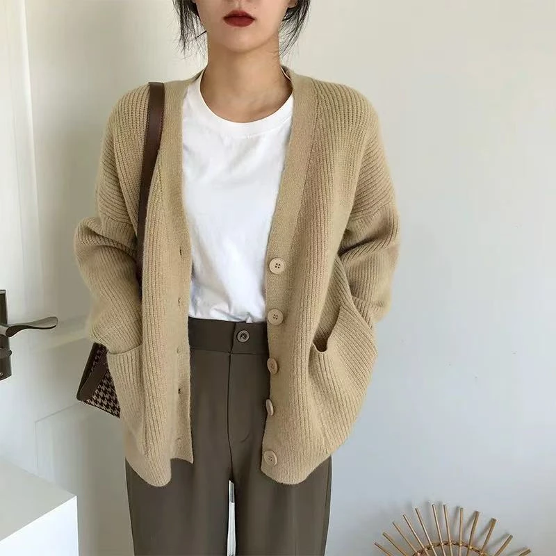 【请叫我大韩 】2025翻边袖大V领针织开衫外套5748