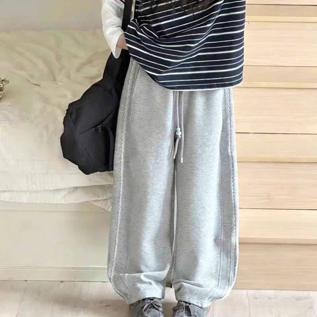 【现货】2025秋韩版高货花边侧条女童弯刀休闲裤 D686 686 B