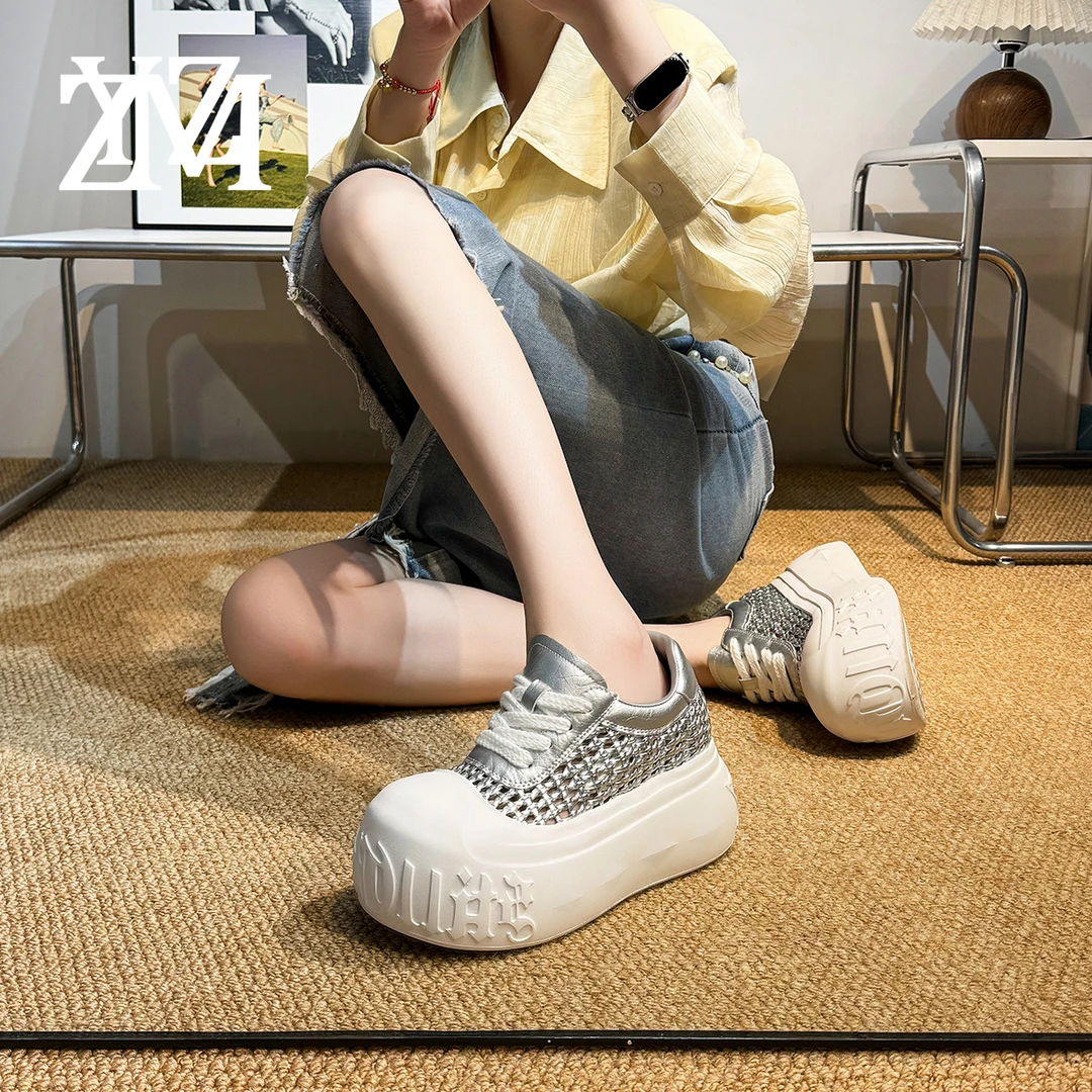 卓越名妆增高9cm夏季镂空 2025时尚休闲厚底软底内增高小个子9378