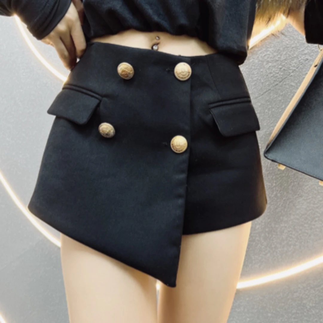 腰精本精 搭配女王 原创设计高腰毛呢短裤