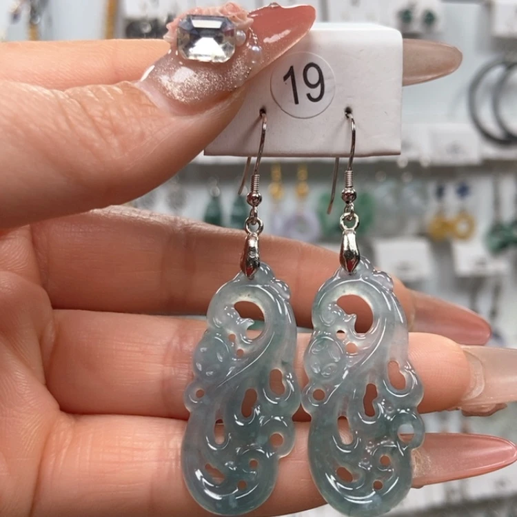 【闪购商品】翡翠耳饰银S925镶嵌耳饰