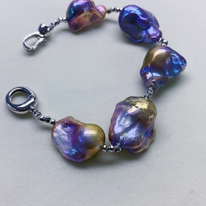 银S925镶嵌手绳淡水珍珠