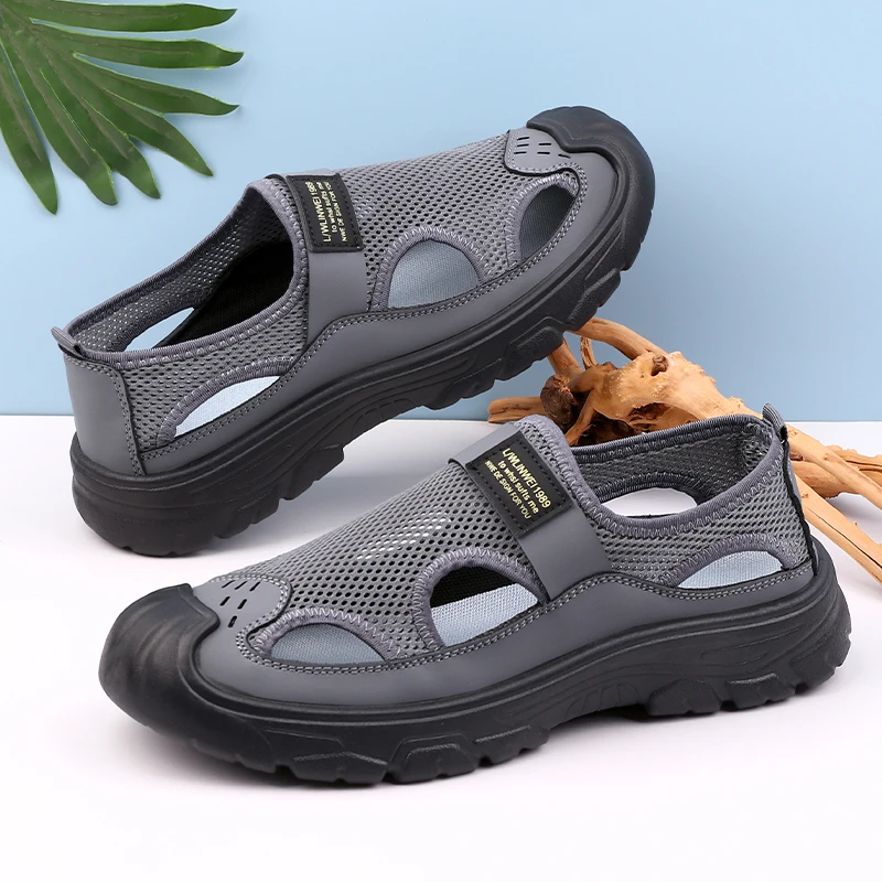 春夏新款男鞋网面洞洞鞋时尚沙滩鞋防滑舒适透气不磨脚爸爸鞋休闲