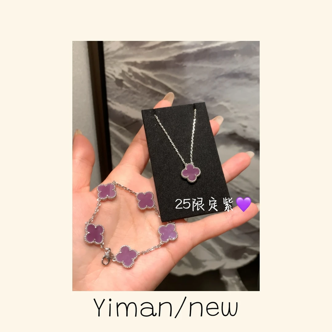 铜合金项链 气质紫色花花项链MZ3669