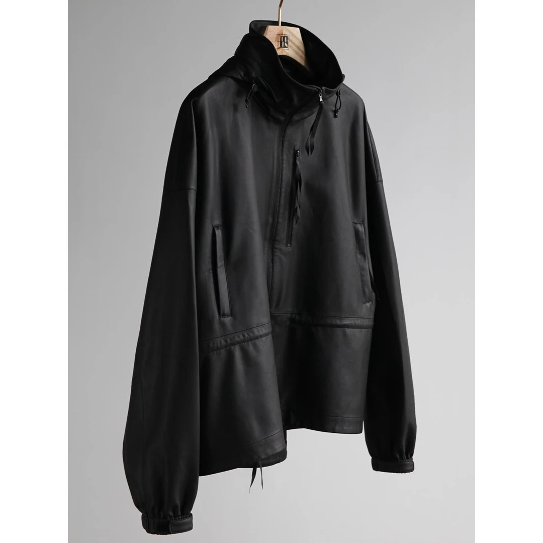 Forlin 芙临 意大利进口超薄带帽抽绳皮衣外套 HT22186