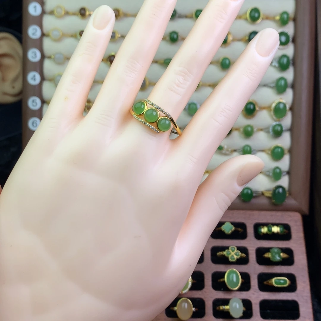 和田玉银S925镶嵌戒指