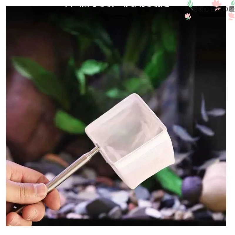 不锈钢可伸缩捞鱼网鱼缸捞小号3d渔捞抄网兜密网热带观赏鱼捞鱼网