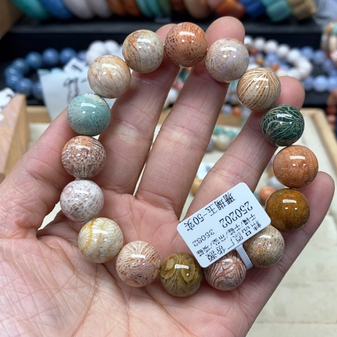 硅化珊瑚（珊瑚玉）手链未镶嵌逐*?159