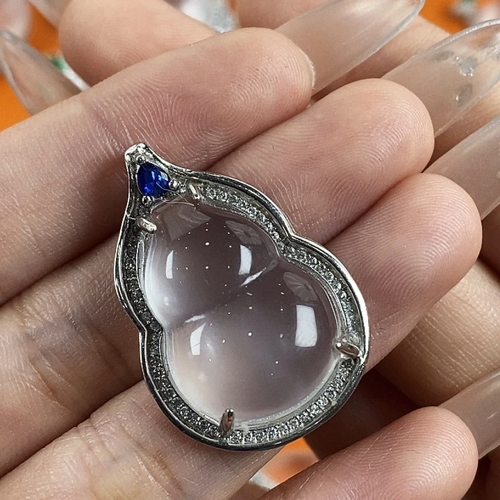 石英质玉银S925镶嵌颈饰