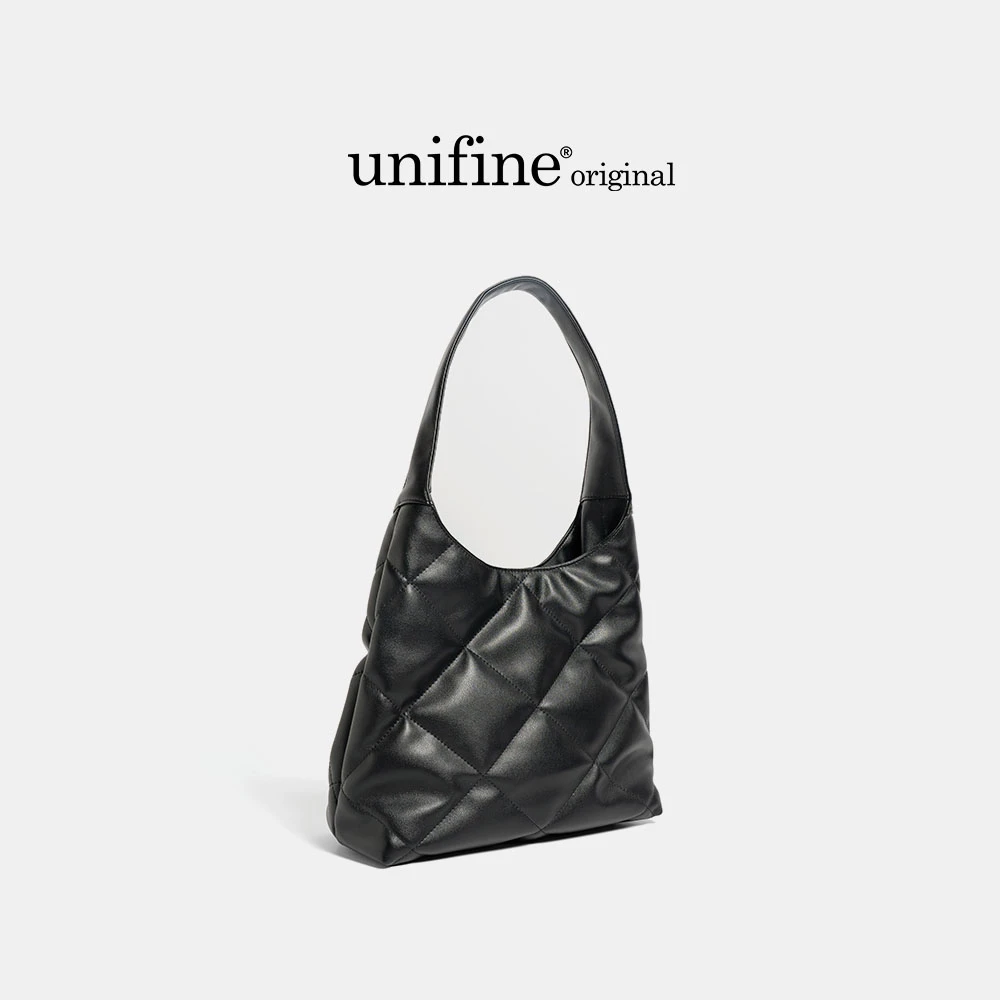 unifine爆款大容量牛皮包包女菱格包百搭单肩腋下