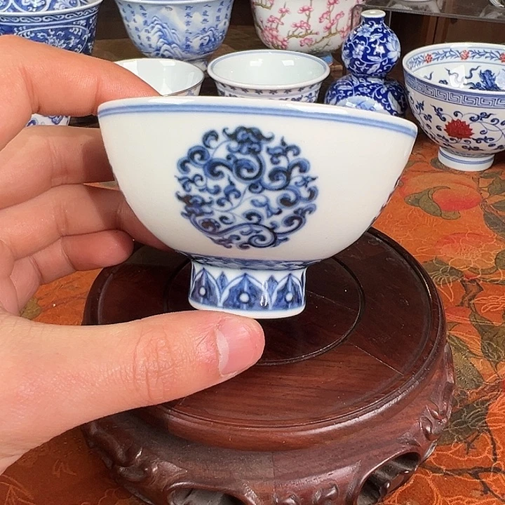 杯子陶元煦窑团龙高足杯