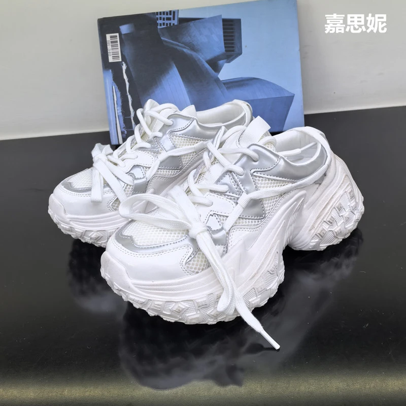 2025年春季新款真皮网布透气厚底超软超轻包头半拖鞋时尚老爹鞋女