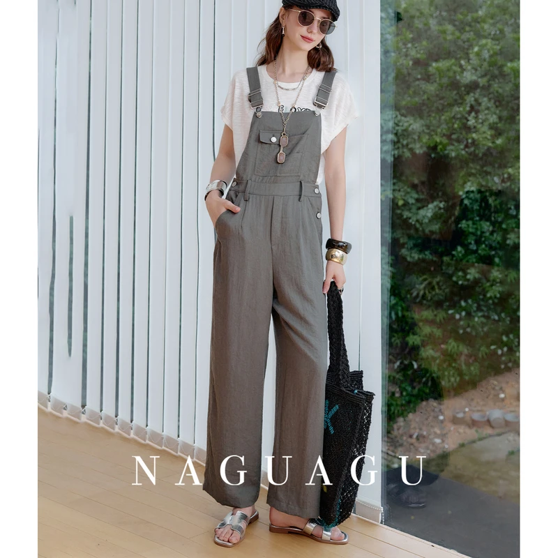 【高分造型背带裤】竹节天丝麻女装休闲裤FY1KZ0262-A