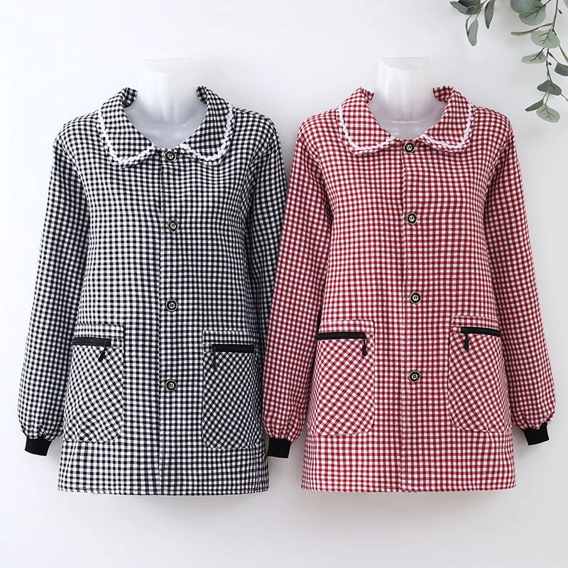 洋气穿衣长袖系扣围裙家用厨房干活耐磨上班罩衣耐脏时尚工作服M